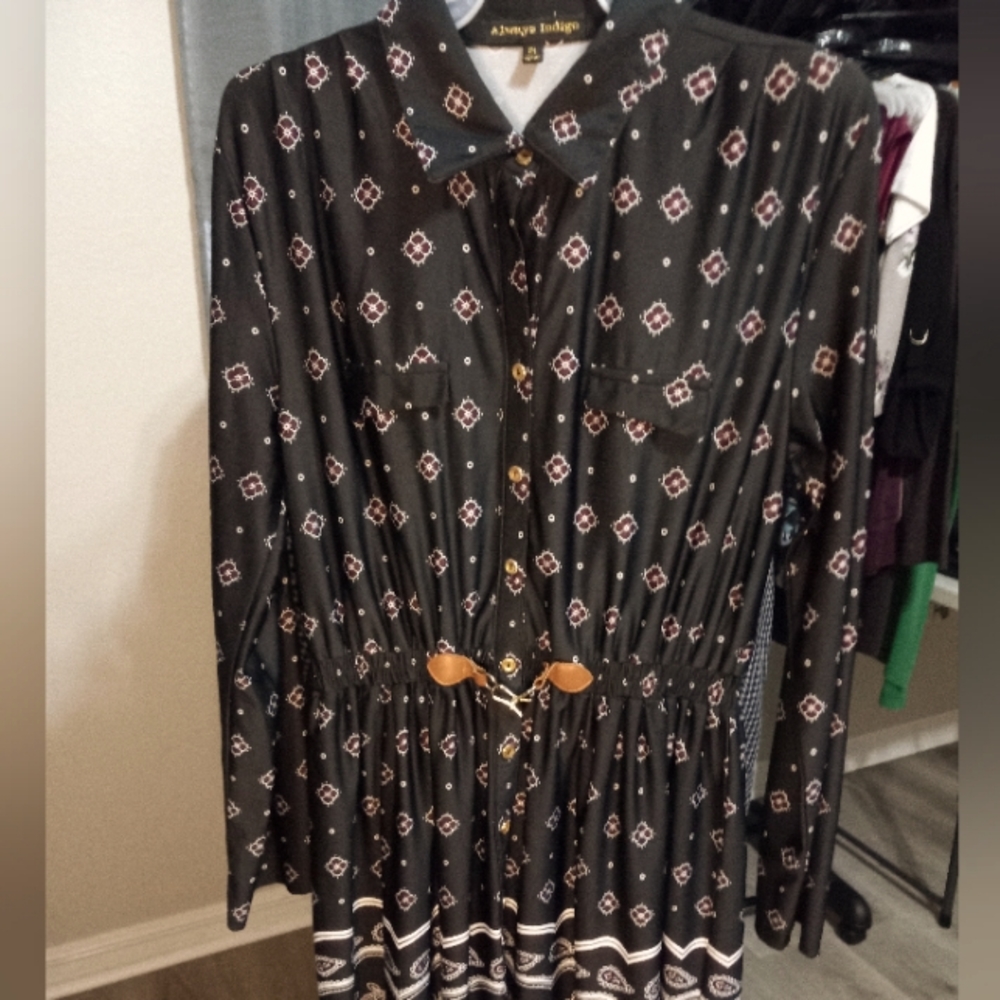 Women petite full button down dress